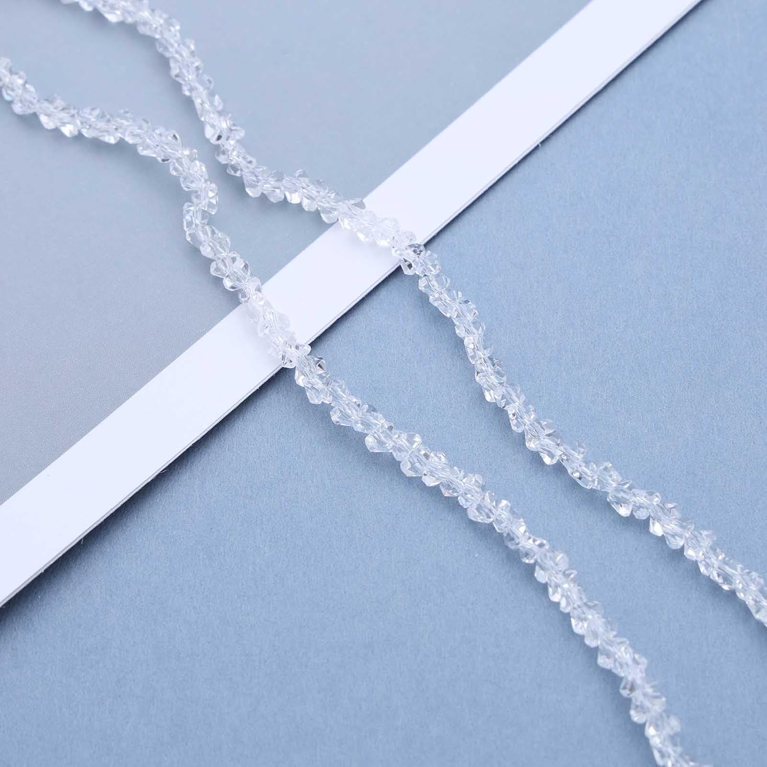 Andelaisi Boho Crystal Choker Necklace Vintage CZ Strand Necklace Clear Irregular Rhinestone Necklace Adjustable CZ Faceted Beads Necklace Jewelry for Women - Image 5