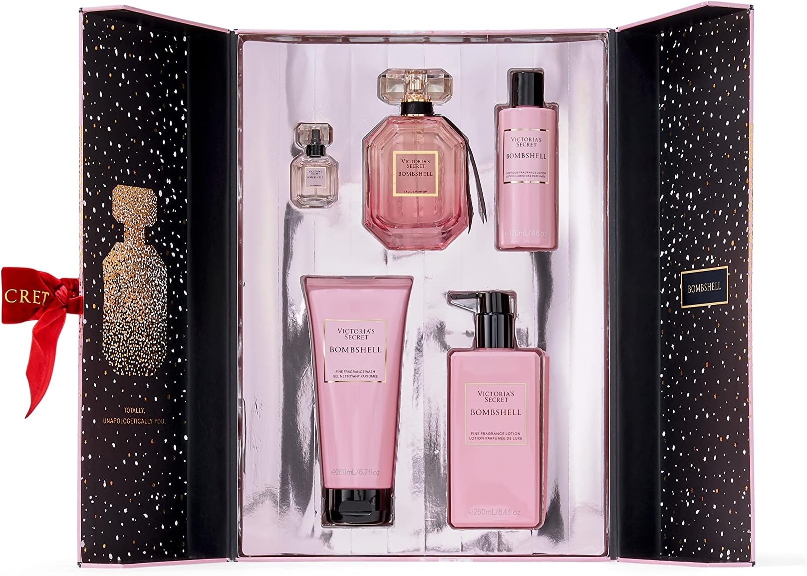 Secret Bombshell Eau de Parfum 5 Piece Gift Set: 3.4 oz. Mini Eau de Parfum, Body Wash, Body Lotion, & Luminous Body Lotion
