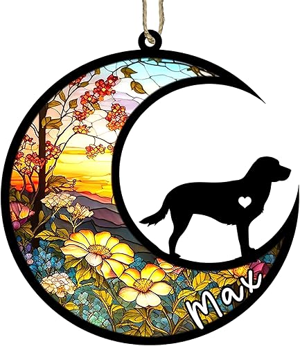 Miniatura 33 de Memorial personalizado para perro, adorno de Navidad de perro pastor alemán con nombre, razas personalizadas, atrapasador de luz para pérdida