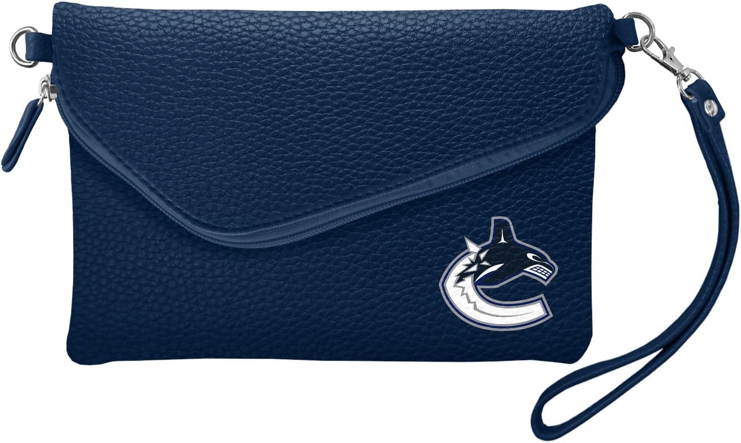 NHL Soft Pebble Fold Over Purse - Large Wristlet - includes Shoulder Strap