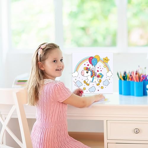 Miniatura 5 de Ireer Paquete de 12 kits de pintura de unicornio, 12 lienzos predibujados para pintar con 12 piezas de pintura sólida de 6 colores y 12 pinceles de