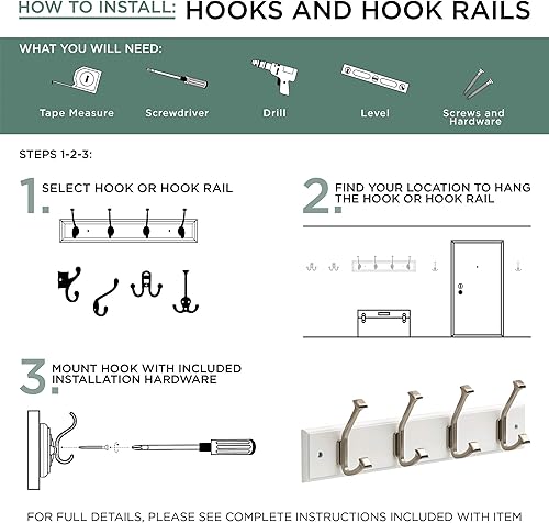 Miniatura 3 de Perchero Liberty de cuatro ganchos para sombreros y abrigos, 18 pulgadas, gran resistencia, 129847