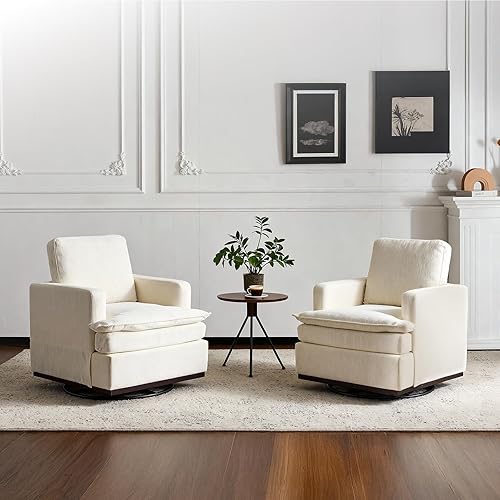 VINGLI 360°Swivel Mid-Century Modern Accent Armchairs Set of 2 with