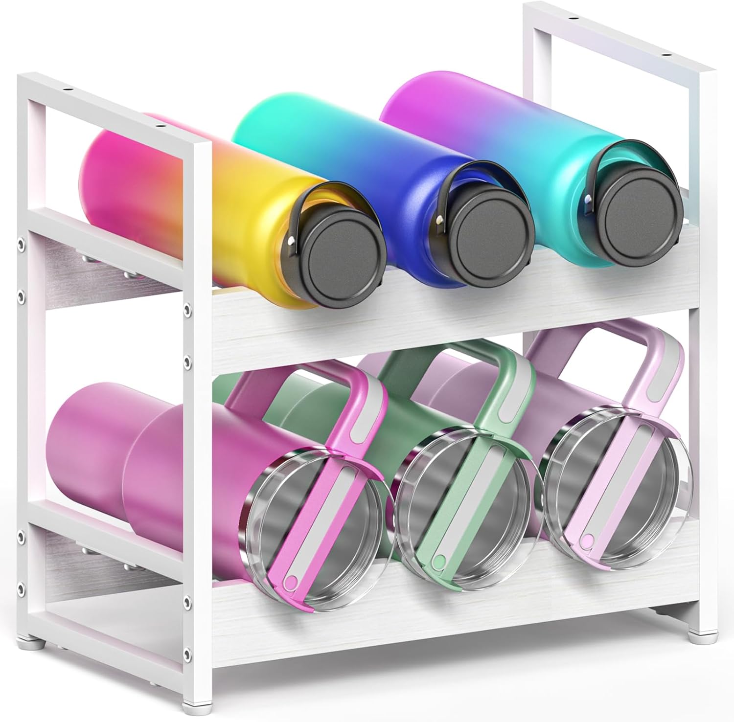 Water Bottle Organizer for Cabinet, 20/30/40oz Tumbler Organizer, Bottle Holder for Owala/Yeti/Stanley, Pantry Organizers and Storage for Kitchen, Wine Rack, 4 Tier Hold 12