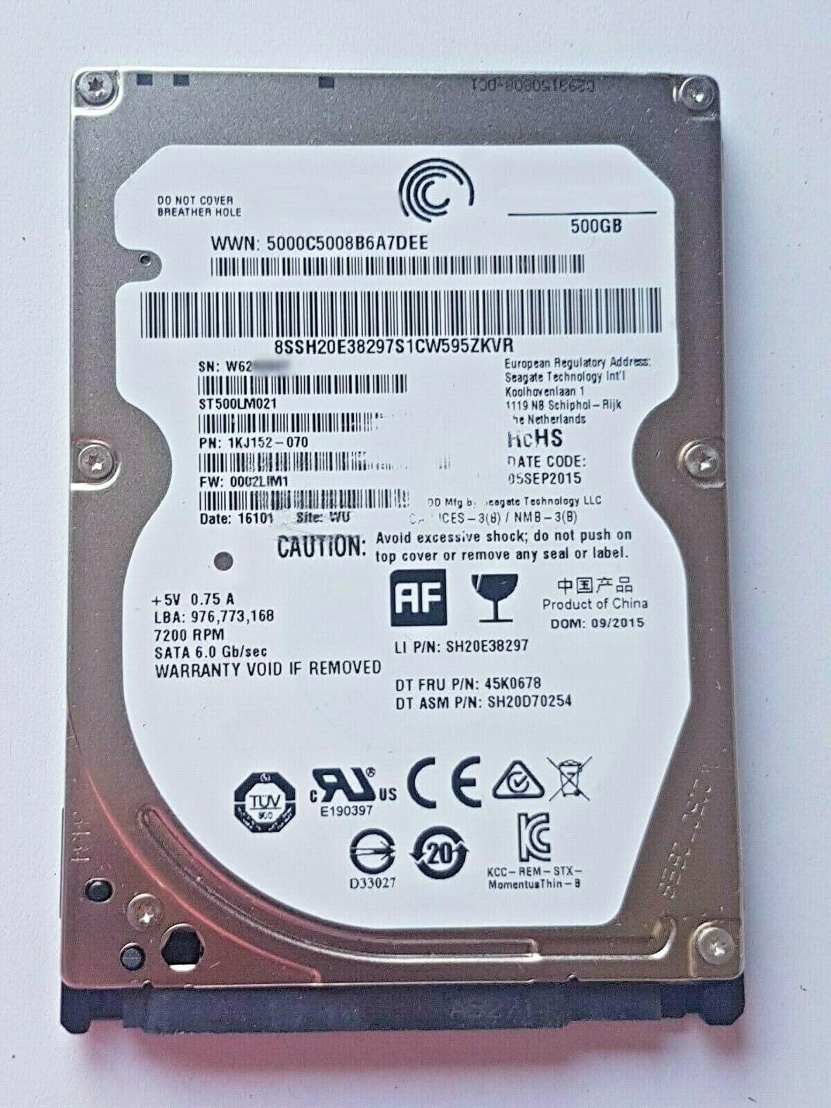 Disco duro SATA ST500LM021 de 500 GB, 7200 rpm, 32 MB HDD de 2,5 pulgadas