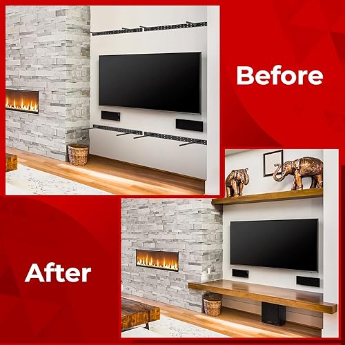 Miniatura 4 de Soporte de estante flotante resistente de 4 x 22 pulgadas - Soporte de estantes de pared largos, accesorios de estante flotante ocultos, soportes