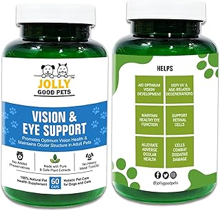 Vision & Eye Support Supplement for Dogs & Cats I 100% Plant-Based I Combats Aging Degeneration & Supports Retina Cells I 60 Capsules