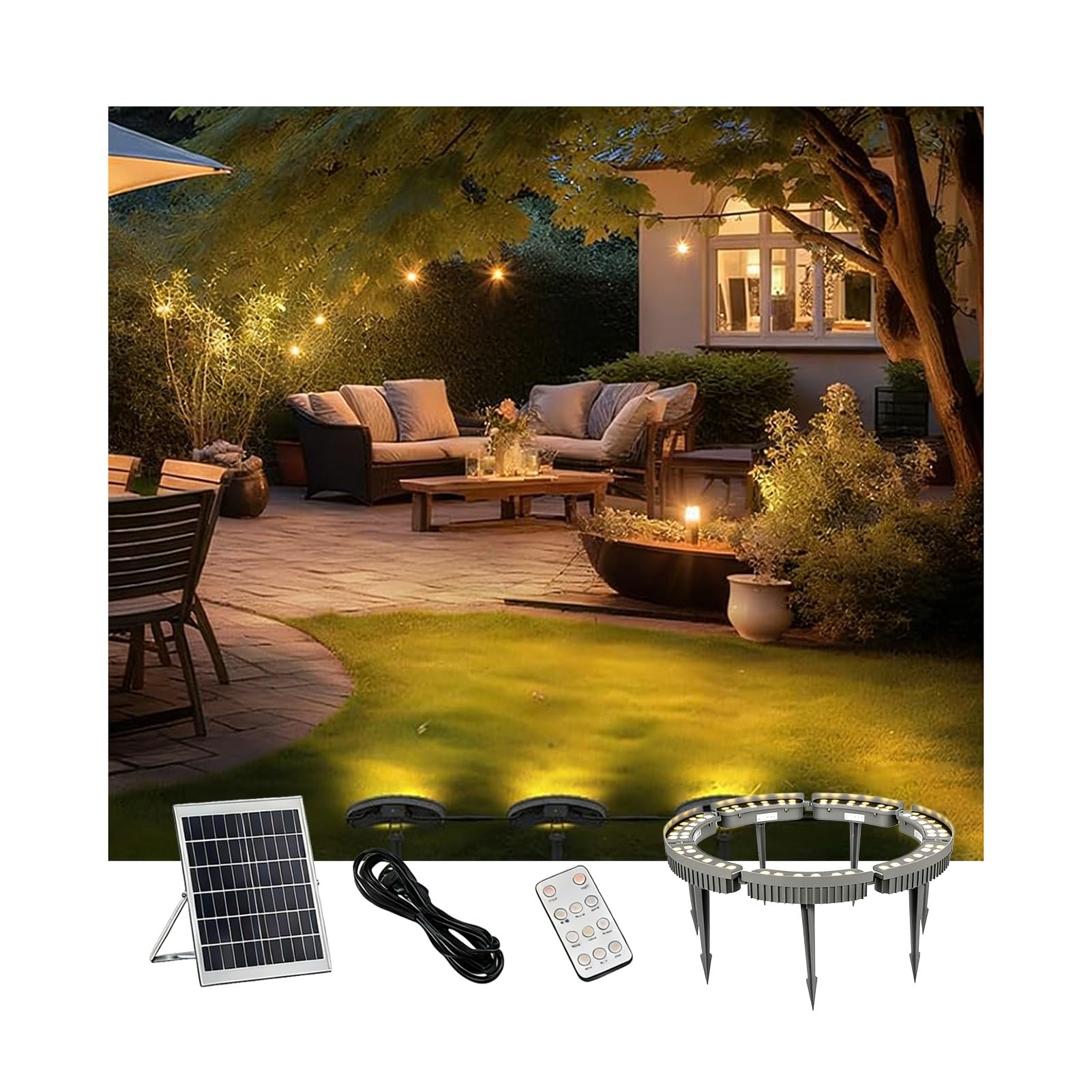 Anneau lumineux solaire LED IP65 pour illuminer facilement une terrasse sans électricité