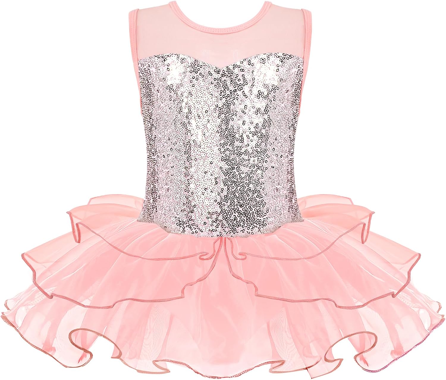 Zaclotre Kids Sequin Ballet Leotards Sleevesless Mesh Tutu Dress Dance Ballerina Outfits