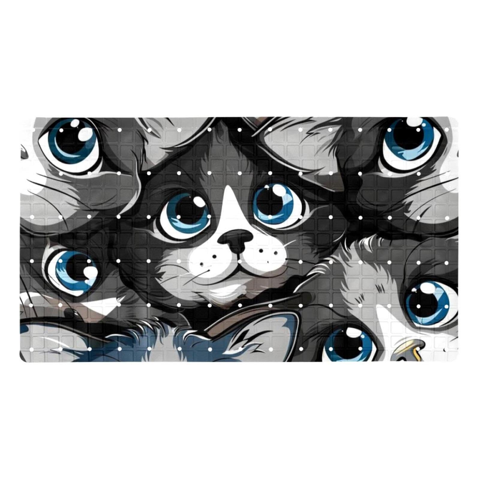 Tapis de bain antidérapant chat noir séchage rapide sans danger