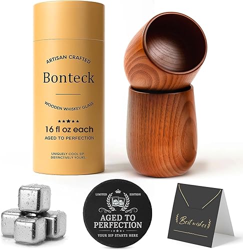 Miniatura 7 de Vaso Grande de Madera Original para Beber Bourbon Vaso de Whisky Old Fashioned de Madera de 16 oz Regalos de Bourbon para Hombres, Papá, Novio