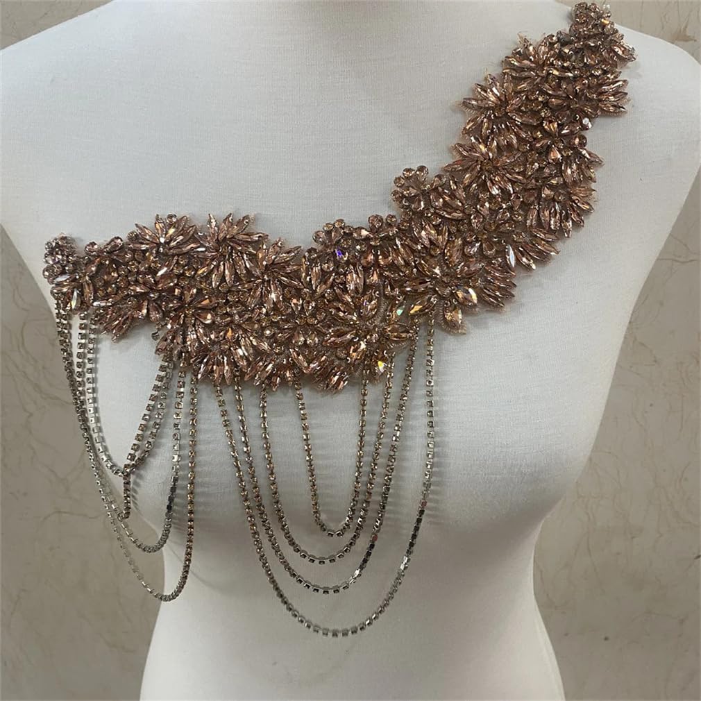 Generic 1PCS Rhinestone Applique Patch Sew On for Wedding Gown Bridal Evening Wear Diamond Patch DIY
