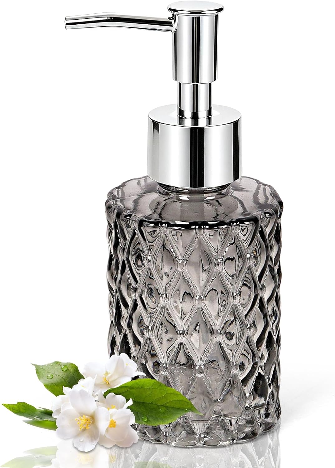 Soap Dispenser Bathroom, Glass Hand Soap Dispenser with Gold Pump