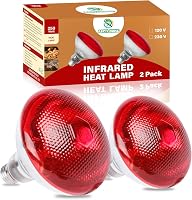REPTIHOME 250W Red Infrared Heat Lamp Bulbs for Chickens, Reptiles, Pets - PAR38 E26 Base, 2 Pack Soft Warm Light