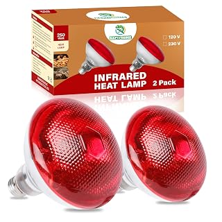 250W Red Heat Lamp Bulbs for Chicken,Infrared Flood Light Heat Lamp Bulb, Incandescent Light Heat Lamps for Chicks, Reptile, Pets, Par38 Glass E26 Base 2PCS - Amazon product rated Grade A