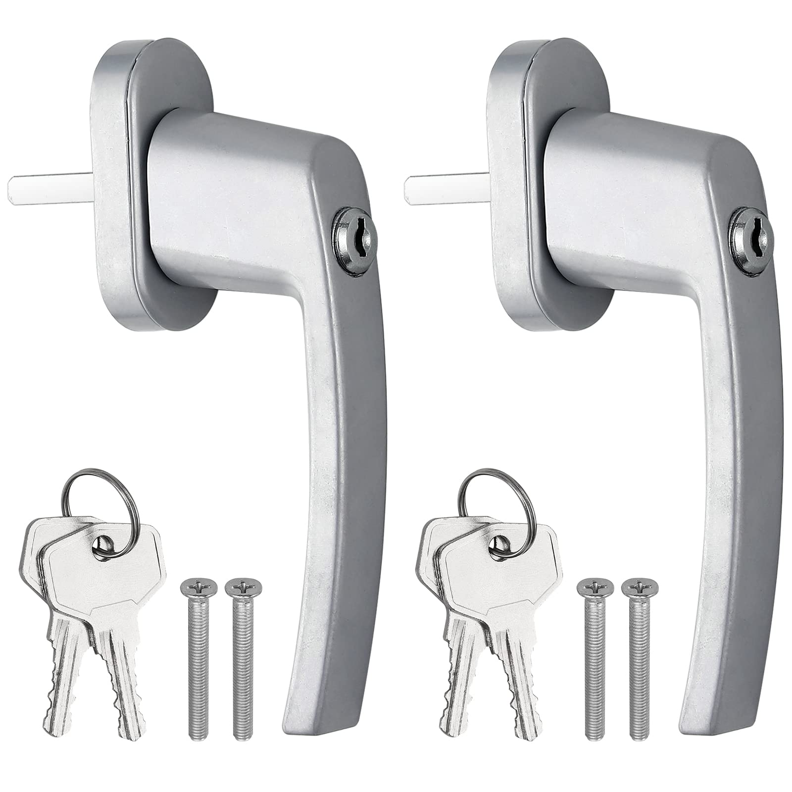 Set 2 Maniglie Per Finestra Con Serratura A Chiave AUTOUTLET - Colore Grigio, Distanza Fori 43 Mm, Per Maggiore Sicurezza