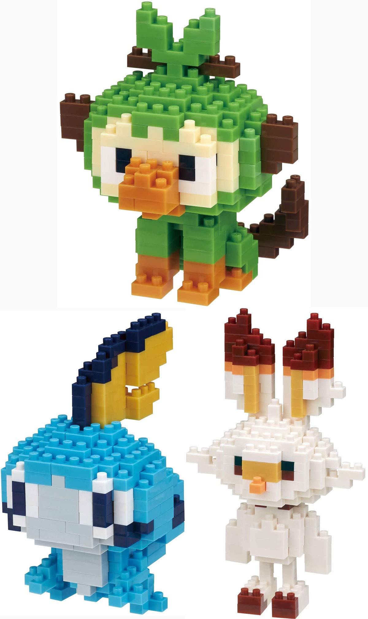 Nanoblock - 3 Set Bundle - Grookey, Scorbunny and Sobble (Sarunori, Hibanny and Messon in Japan) - Adjustable Pokemon Characters (Japan Import)