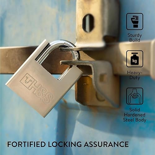 Miniatura 2 de H&S Candado de Alta Seguridad con Llave - Candado de 60mm y 5 Llaves - Unidad de Almacenamiento Resistente para Interior y Exterior