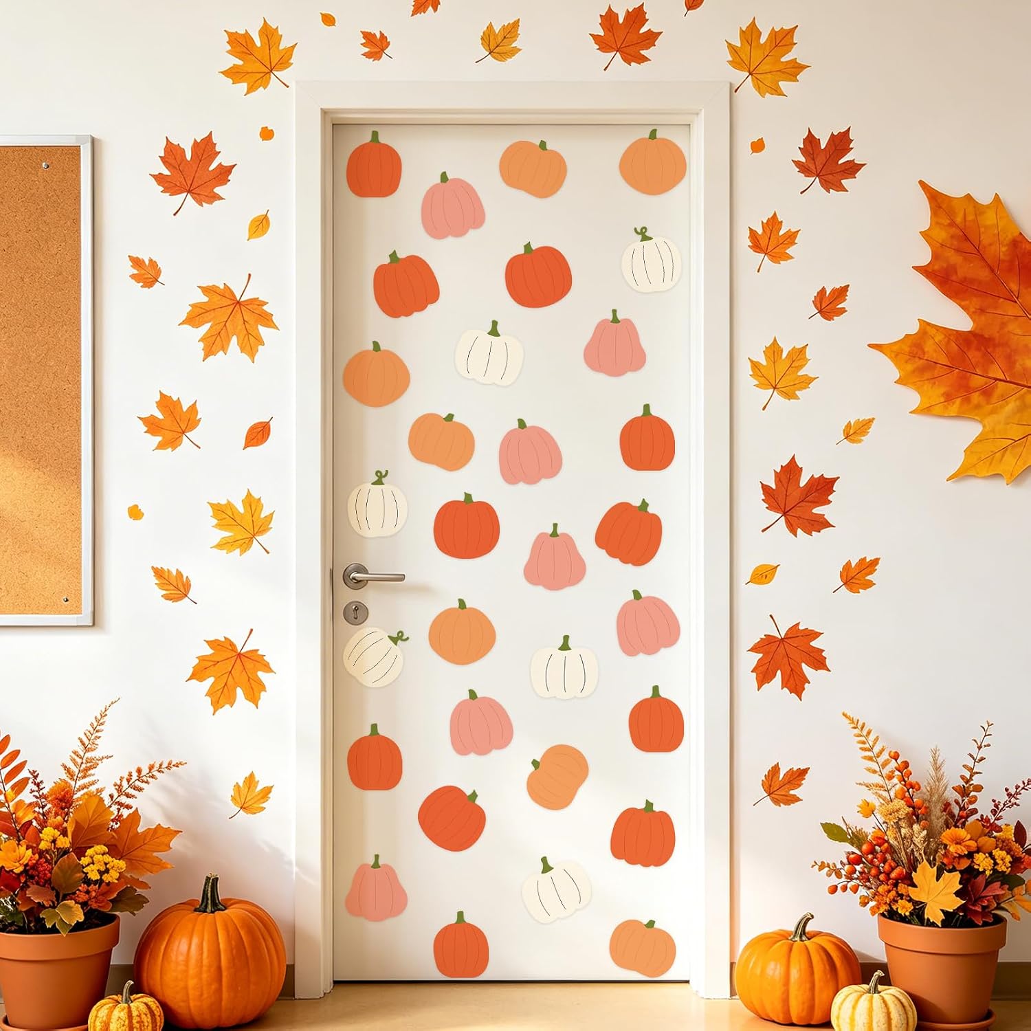 Whaline 45Pcs Fall Pumpkin Cutouts Boho Bulletin Board Decorations, 5.5''