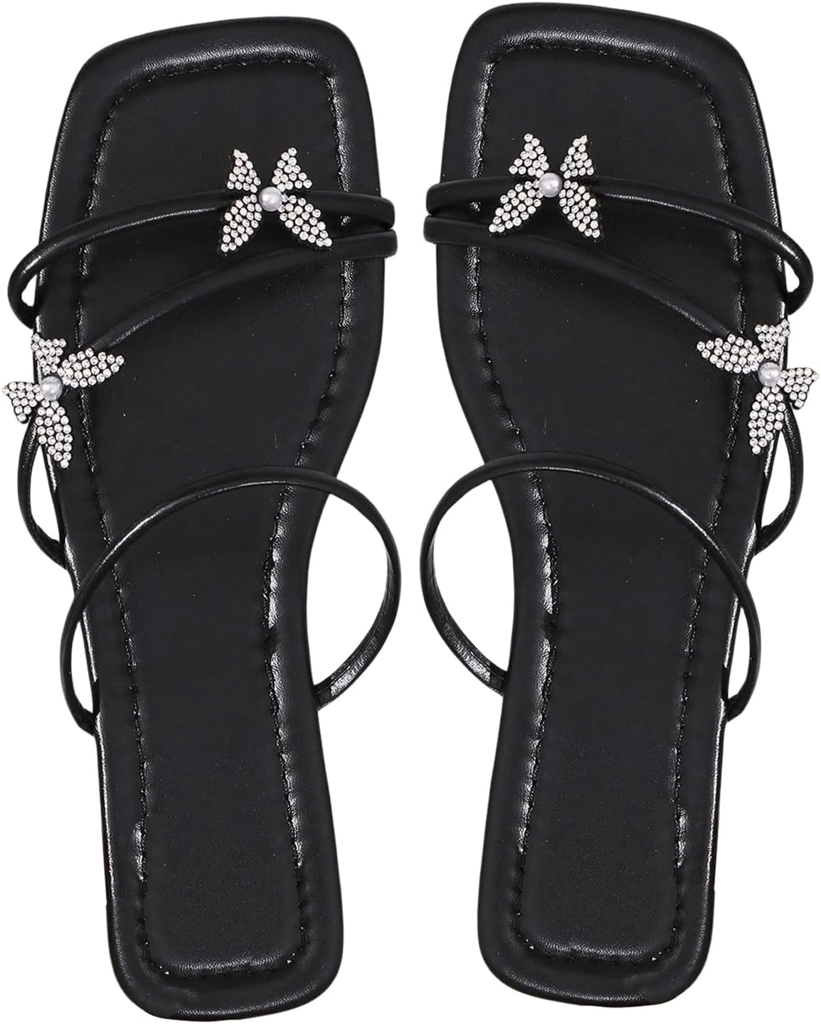 Rhinestone Butterfly Flat Sandals