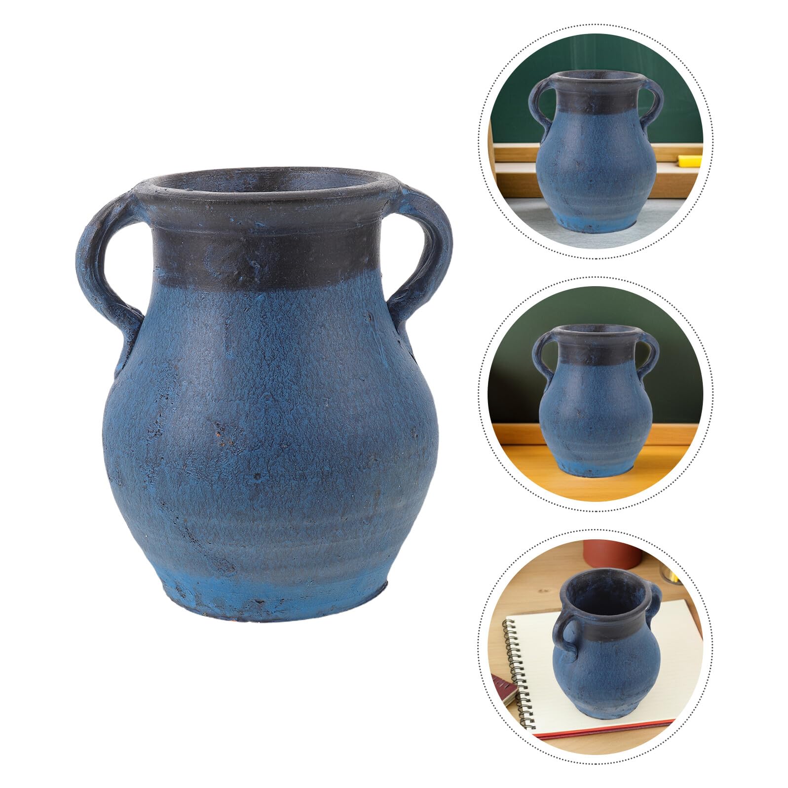 SOLUSTRE Rustykalny Wazon Ceramiczny Boho z Uchwytami Dekoracyjny Model Do Nauki Rysunku dla Początkujących Estetyczny Pojemnik Świeże i Suszone Kwiaty Praktyczna Pomoc Artystyczna