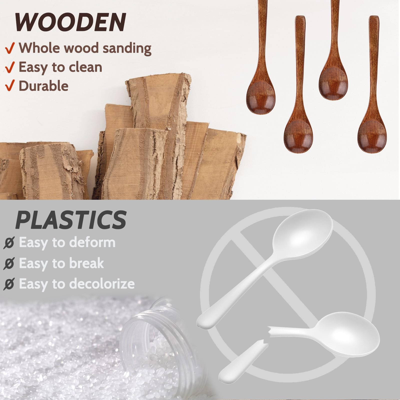 Lot De 6 Petites Cuillères En Bois - Ustensiles à Café Et De Cuisine