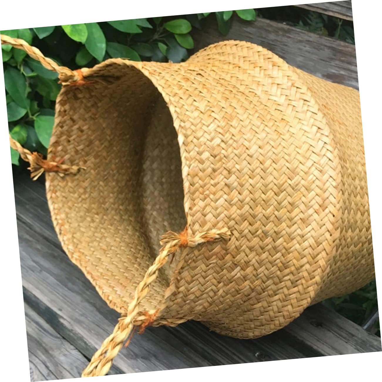 Mikikit 2pcs Straw Flower Baskets Lid Indoor Plant Baskets for Home Decor Special Events