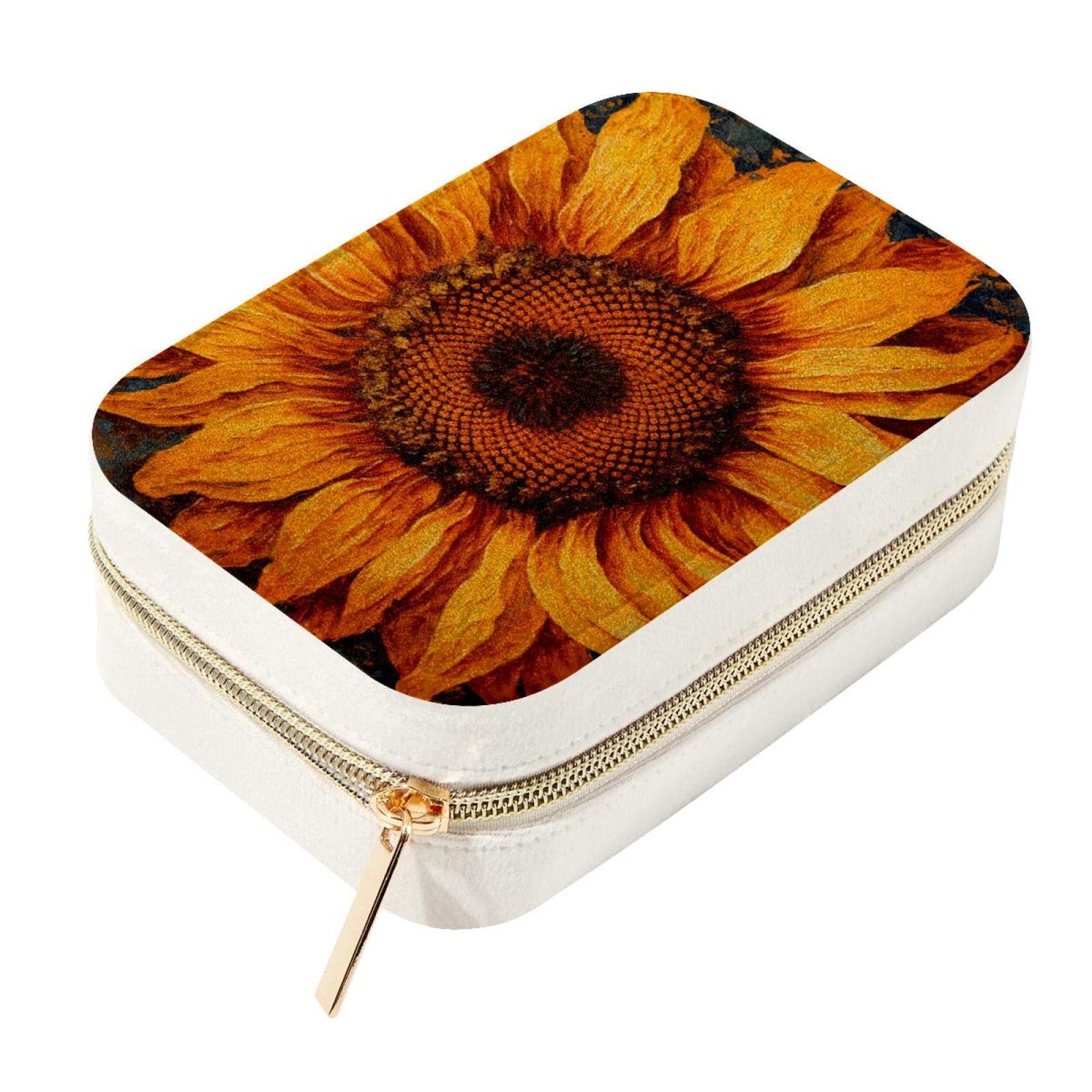 Organisateur de bijoux en velours tournesol pour éviter les nœuds en voyage portable