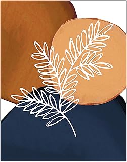 WESTBROOK DESIGN STUDIO Abstract Navy Blue & Botanical Wall Art. 11x14 UNFRAMED Print. Abstract, Minimalist Modern Wall Decor. Shades of Dark Blue, Rust, White.