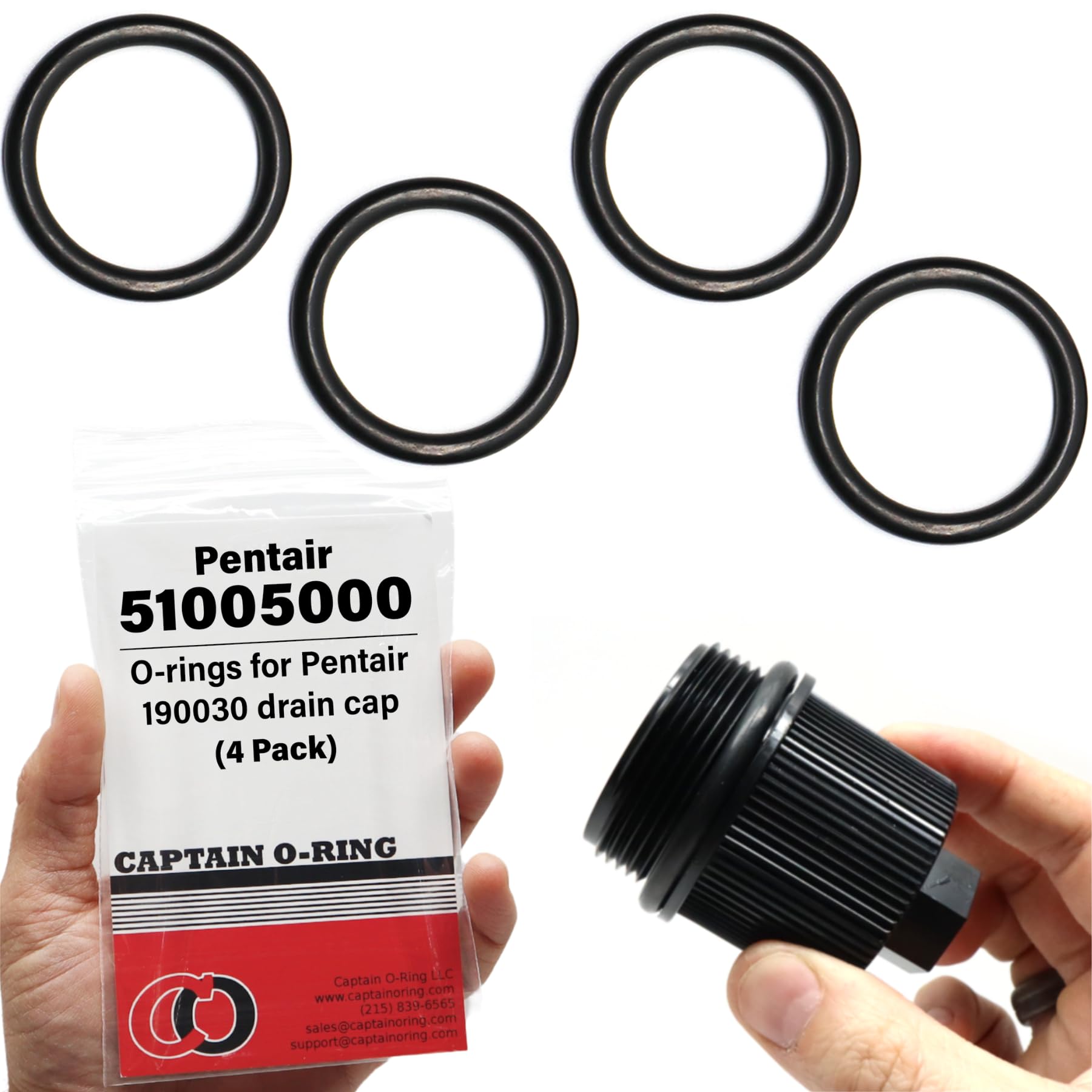 Captain O-Ring – Replacement 51005000 O-Rings for Pentair Pool/Spa Filter and Valve Drain Plug (4 Pack)