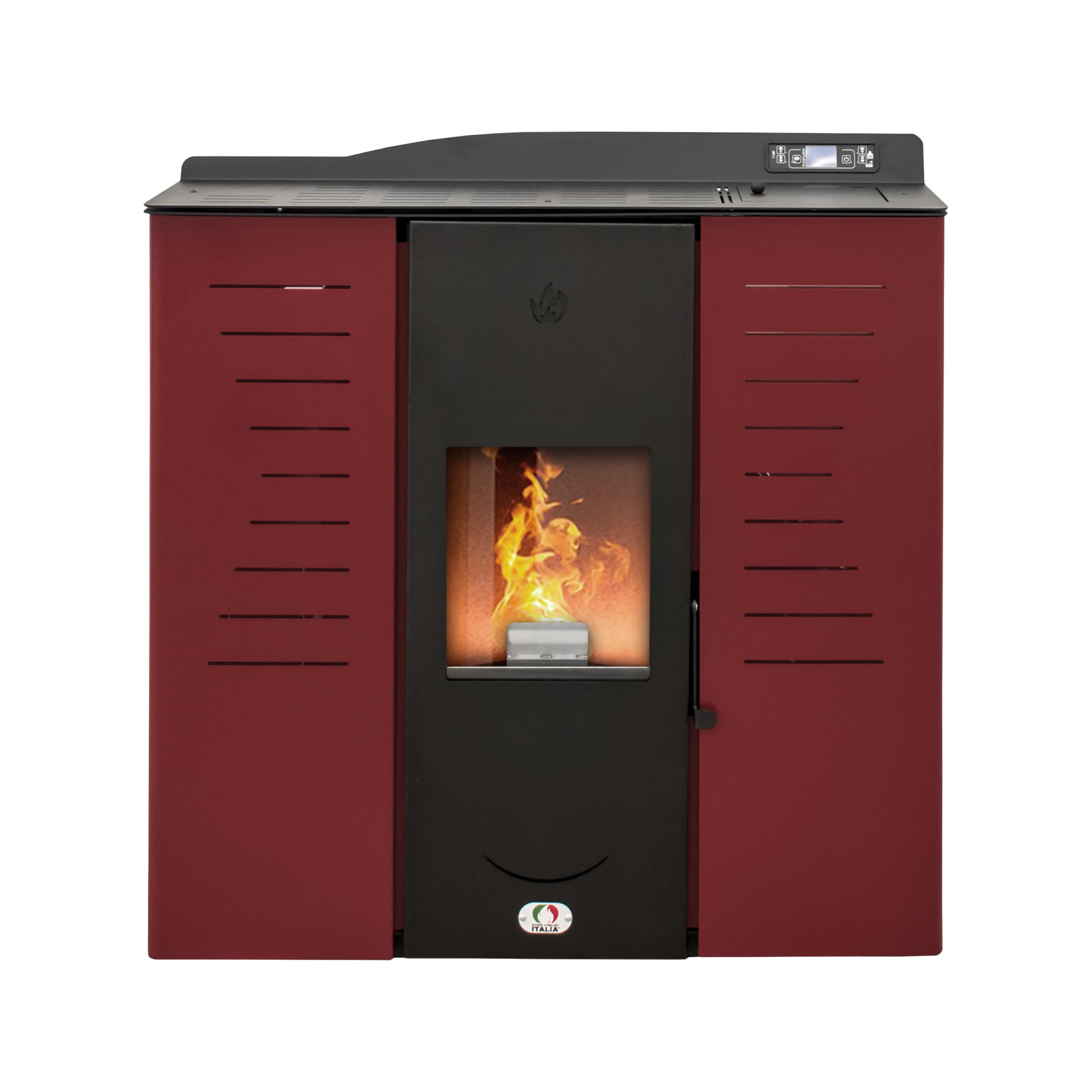 STUFE A PELLET ITALIA Italia 22 KW – Estufa de pellets Hydro para calefacción y agua caliente, eficiencia 90% calentador, 140 m², diseño fino, autonomía de 16 h, programable, 5 potencias, garantía de