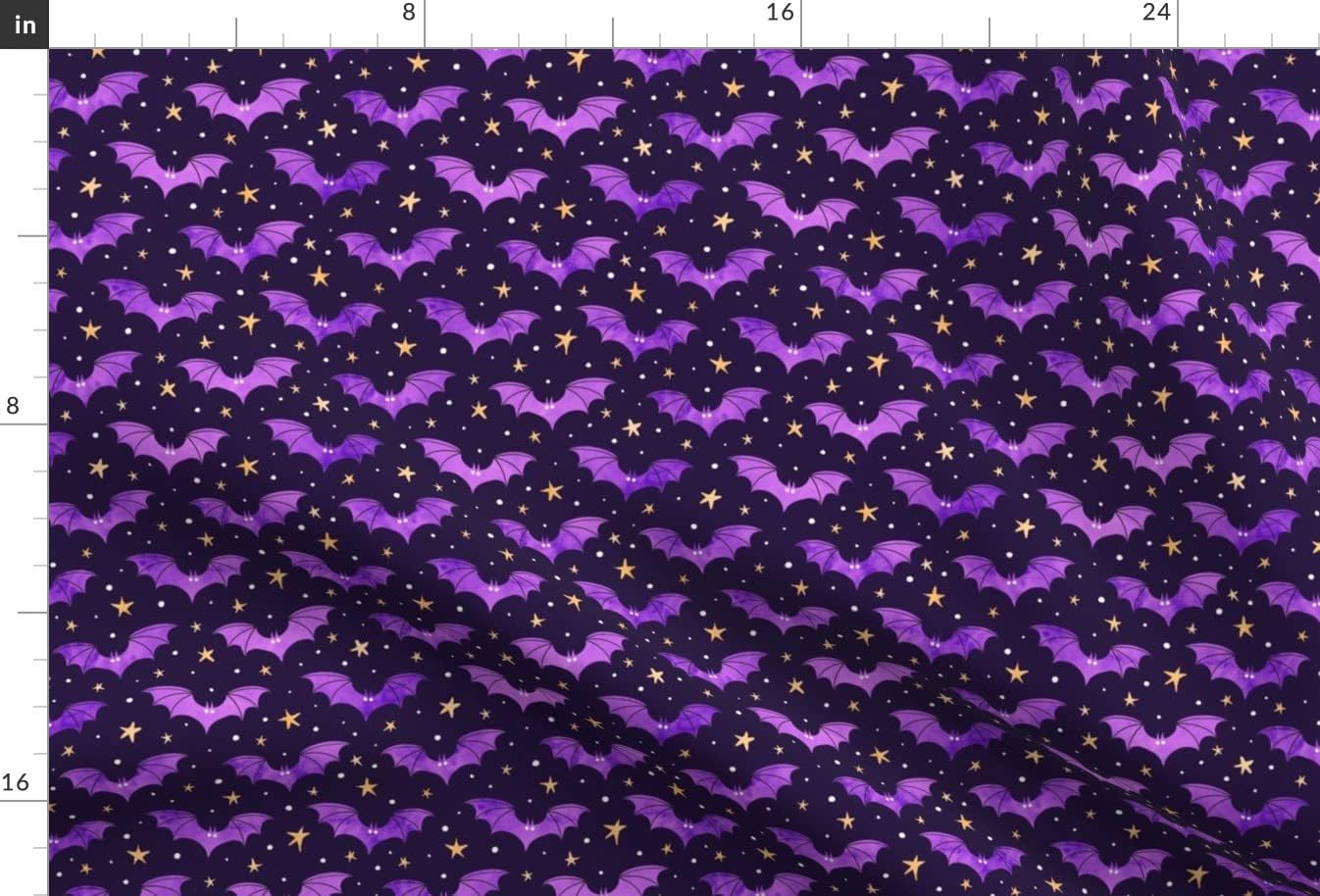 Spoonflower Fabric - Watercolor Bats Purple Stars Fall Halloween Scary Spooky Printed on Minky Fabric by The Yard - Sewing Baby Blankets Quilt Backing Plush