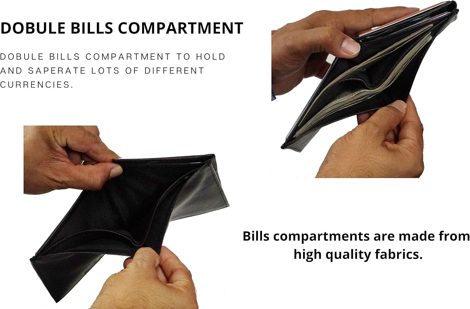 Bullz Hipster Wallet for Men | Genuine Leather Trifold Mens Wallet Credit Card Holder (Black) - Image 6