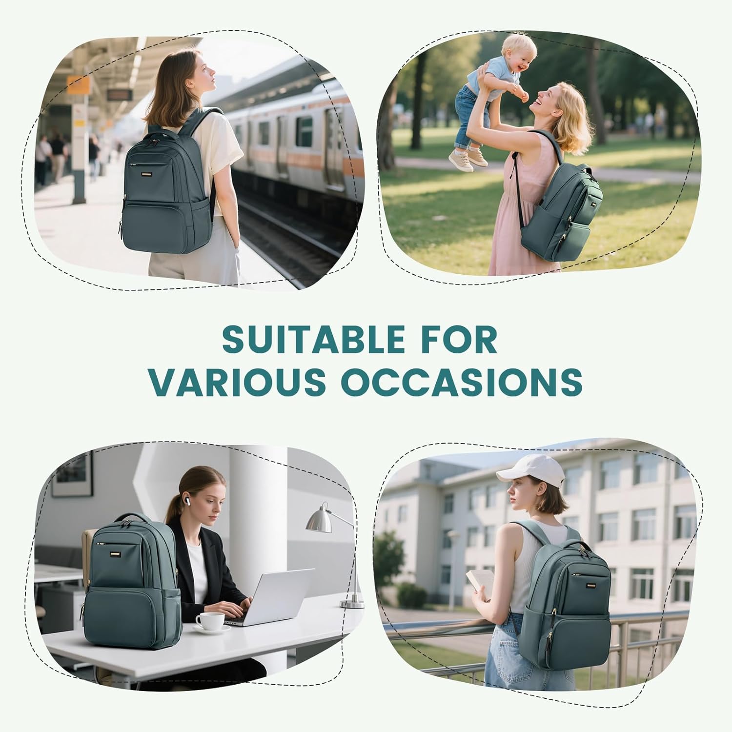 Lunch Backpack 16 Inch Laptop Backpack with Insulated Cooler Lunch Box Food Bag for College Work Camping Picnics (Atrovirens) - Image 8