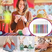 Vista 5 de RealPlus Ganchos de ganchillo, juego de 12 tamaños de ganchillo, kit de ganchillo para principiantes, agujas de tejer con asas ergonómicas