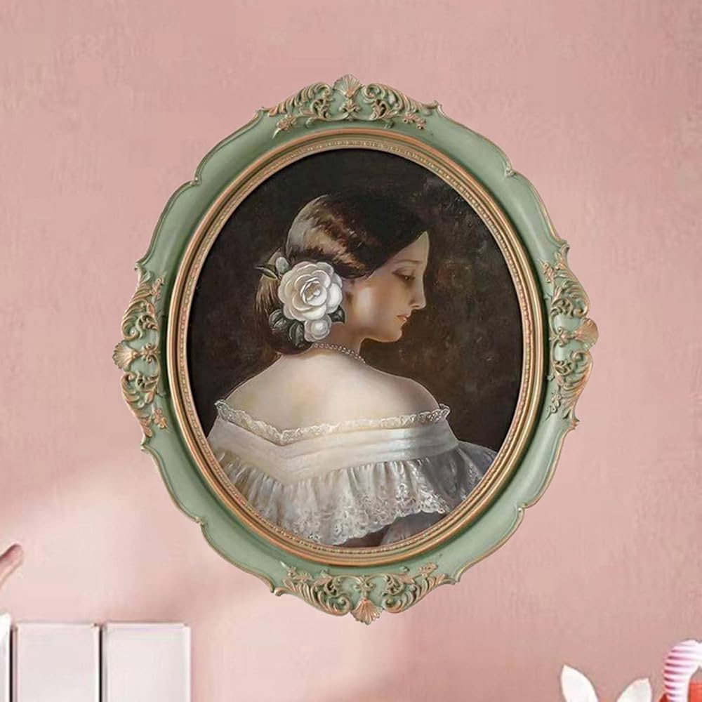 デザイン額縁楕円形　美女　絵画　美術品　ヨ-ロッパ風　インテリア デザイン額縁楕円形 美女 絵画 美術品 ヨ-ロッパ風 インテリア 絵画