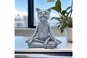Calming Meditating Cat Figurine: Tranquility for Your Home and Garden