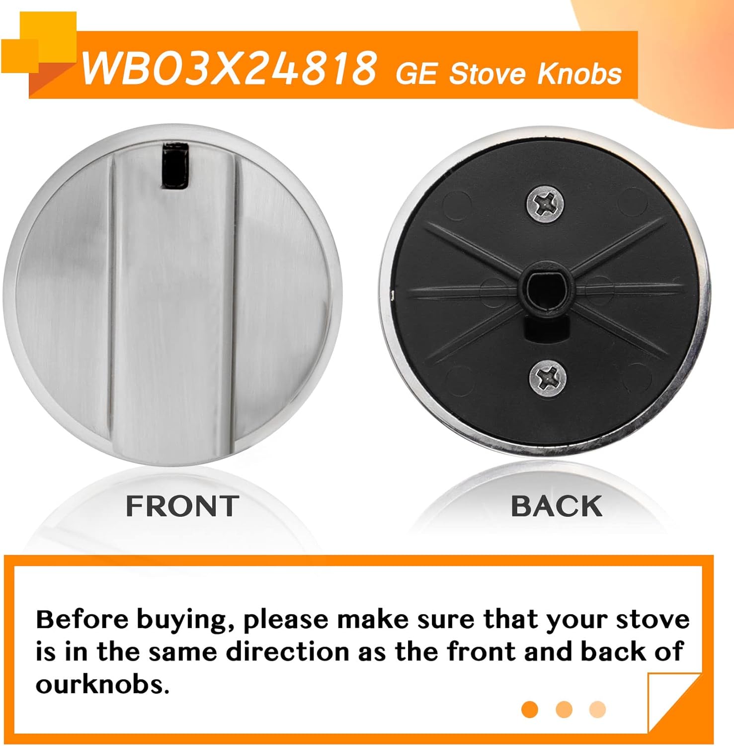 Upgraded WB03X24818 Stove Knob, Stainless Steel Colored GE Gas Stove Knobs Replacements PS11729081 AP5989029, (Not Universal) Range Burner Control Knob - 1 Year Warranty : Appliances