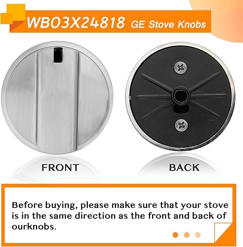 Miniatura 3 de Pomo de estufa WB03X24818 mejorado, de acero inoxidable, de color GE, repuestos para estufas de gas PS11729081 AP5989029, (no universal)
