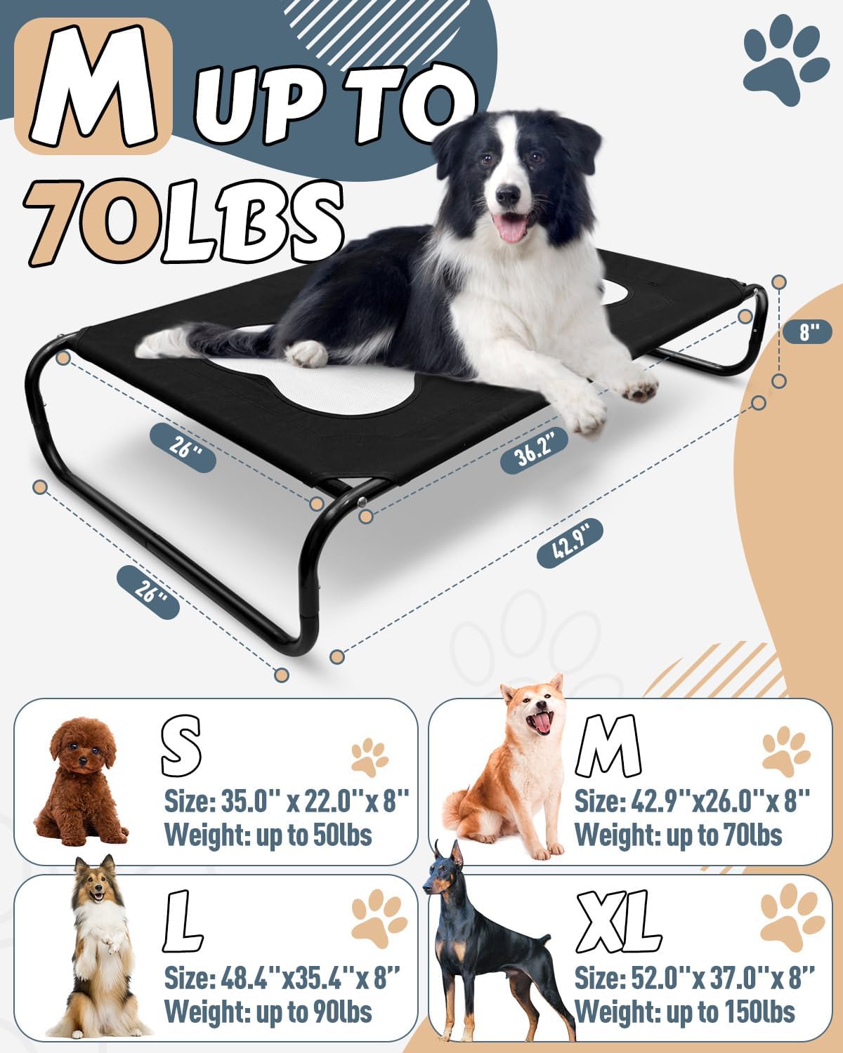 review Cooling Elevated Dog Bed, 43