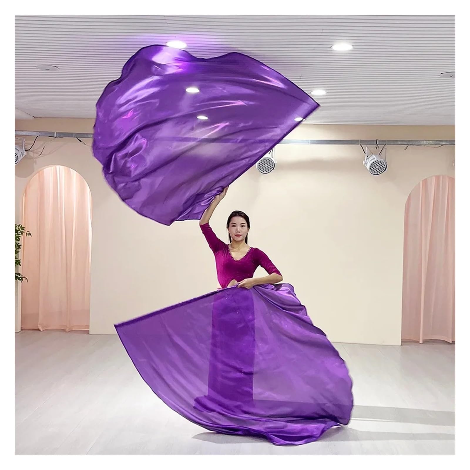 Halbkreisförmige metallische Lobpreisfahne aus Polyester | Mehrfarbig, 140 x 140 cm, 1/2 Stück Anbetungs-Lobfahne(Pink,140x140cm-1pcs)