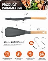 Vista 2 de Cuchara de cocina para utensilios de cocina antiadherentes, ideal para cocinar y servir silicona mate resistente sin BPA, cuchara con mango