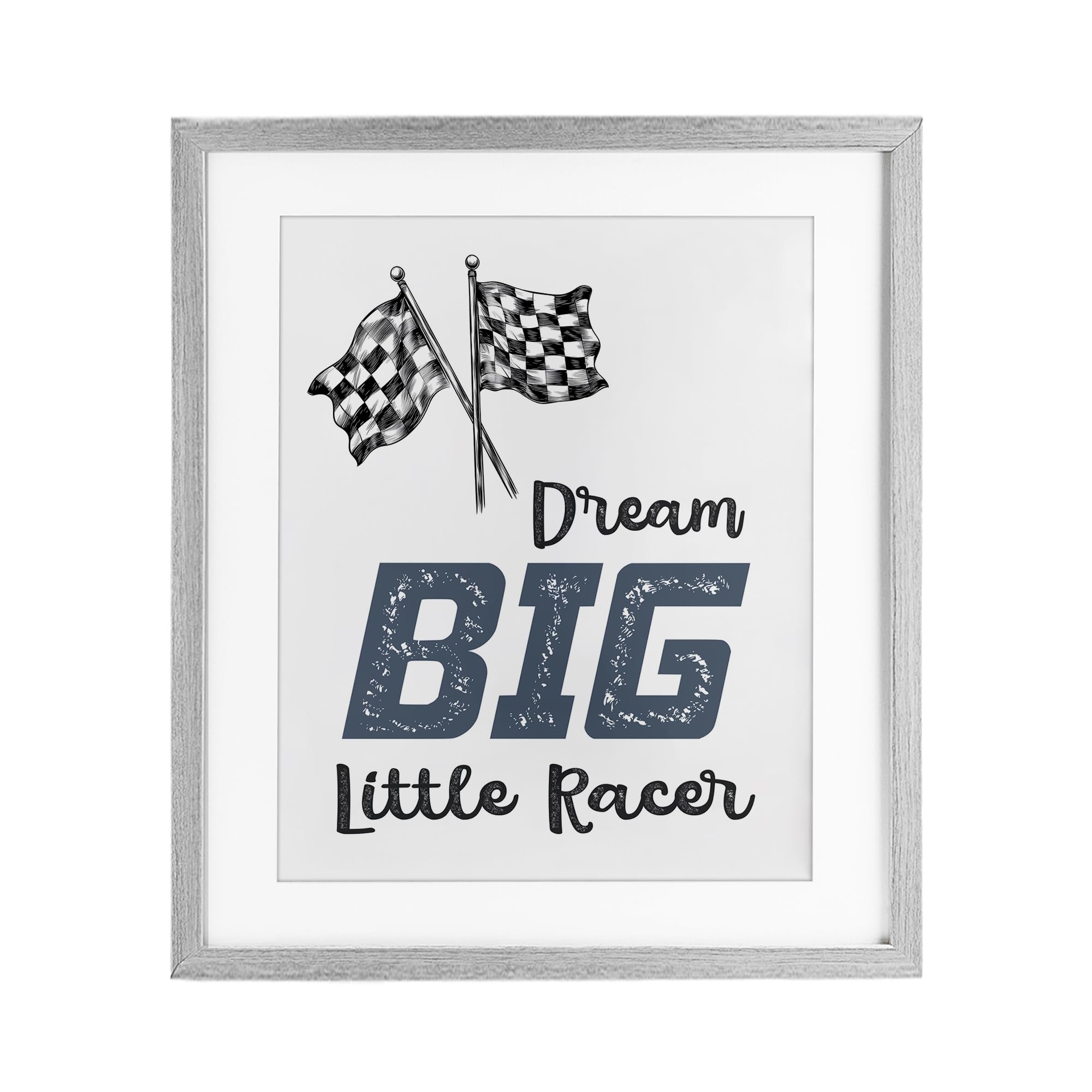 Dream Big Little Racer cadre en verre premium Stupell Industries, art de Christine Simpson
