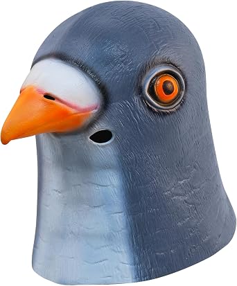 Three Dogs Party Funny Blue Pigeon Mask Animal Head Mask for Halloween Costume Adult Latex Mask, Green, X-Large