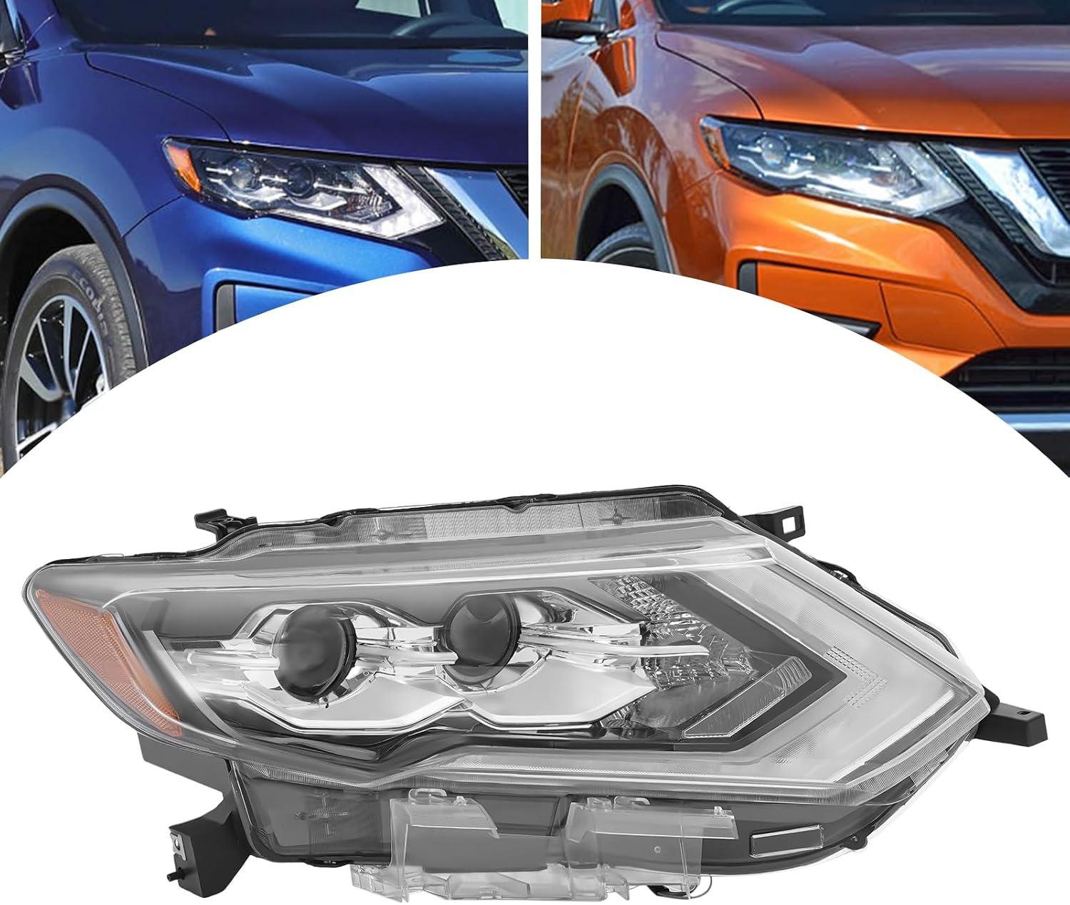 26010-6FL6A LED Headlight for 2017 2018 2019 2020 Nissan Rogue SL, OEM Replacement Headlamp Right Side Halogen Turn Signal Light Direct Replacement Waterproof