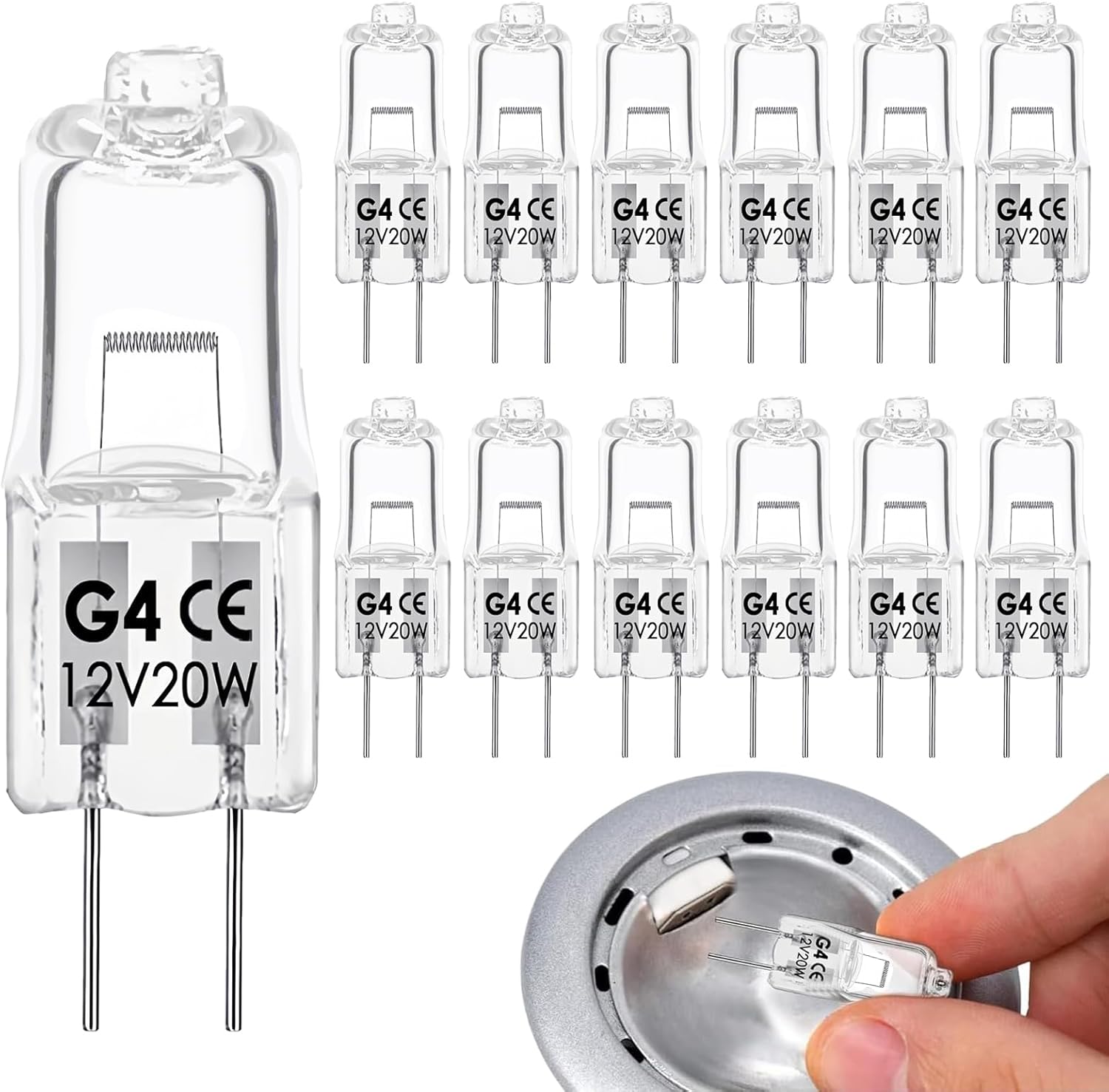 Snnalosses G4 Bulb,T3 JC Type Clear 20W 12V AC/DC BiPin Bulb for