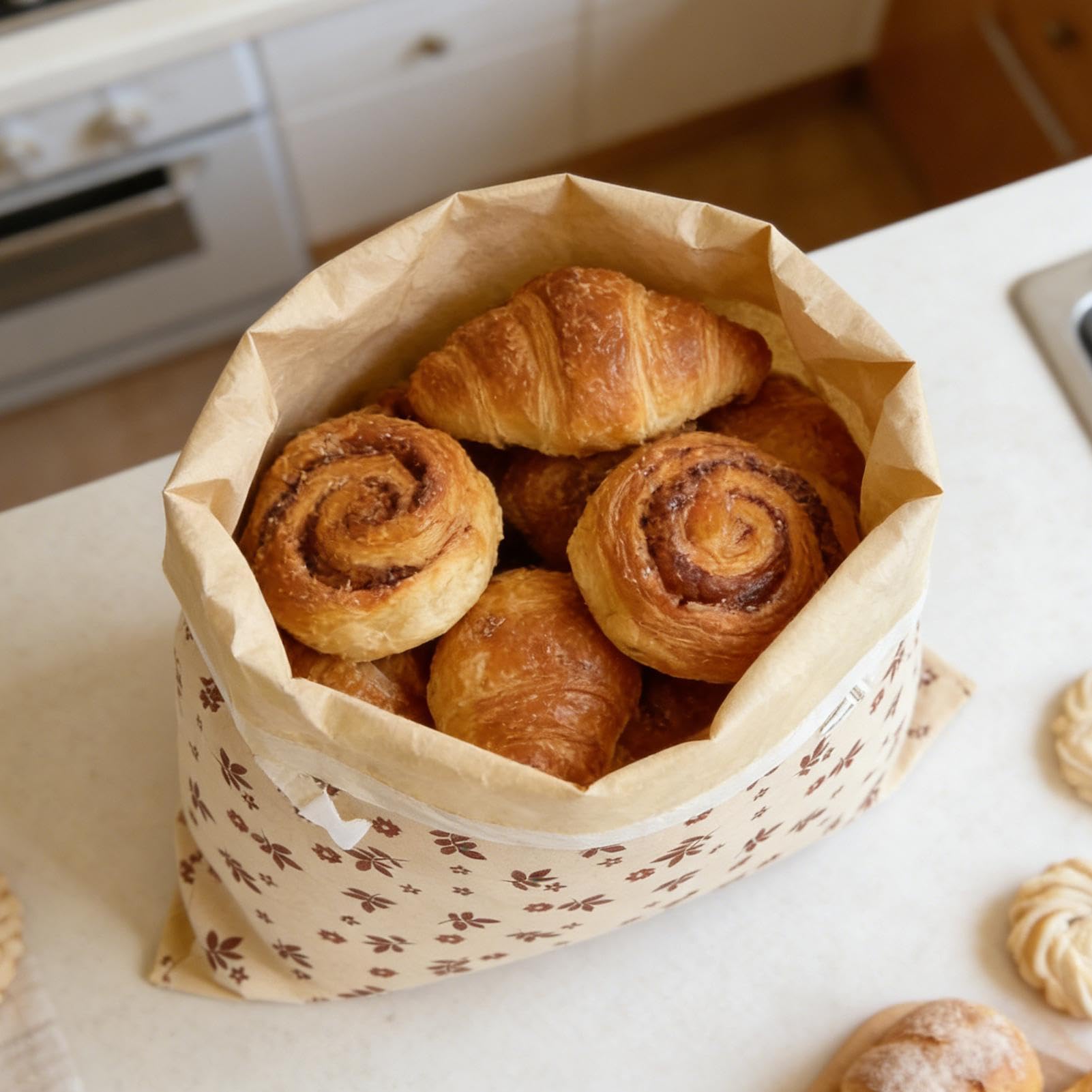 Sacchetti per la conservazione di pane e pasticceria, borsa per conservare la freschezza, realizzata a mano, pieghevole, versatile organizer da panetteria, strato in tessuto traspirante, soluzione