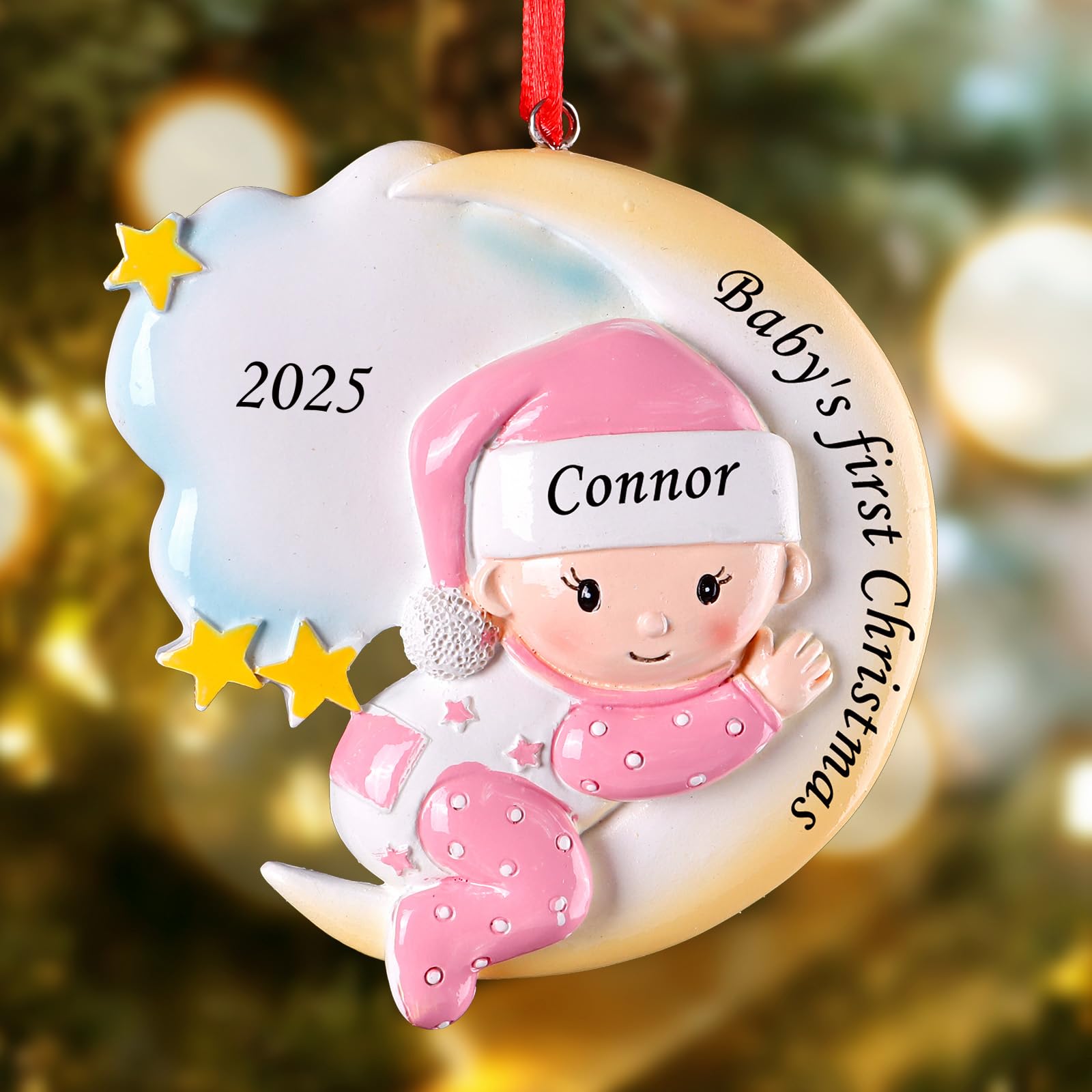 ALBK Personalised Baby's First Christmas Bauble - Baby First Christmas Tree Decoration, Custom Christmas Ornaments with Name, Xmas Gifts for Kids Girls Boys Toddler New Baby
