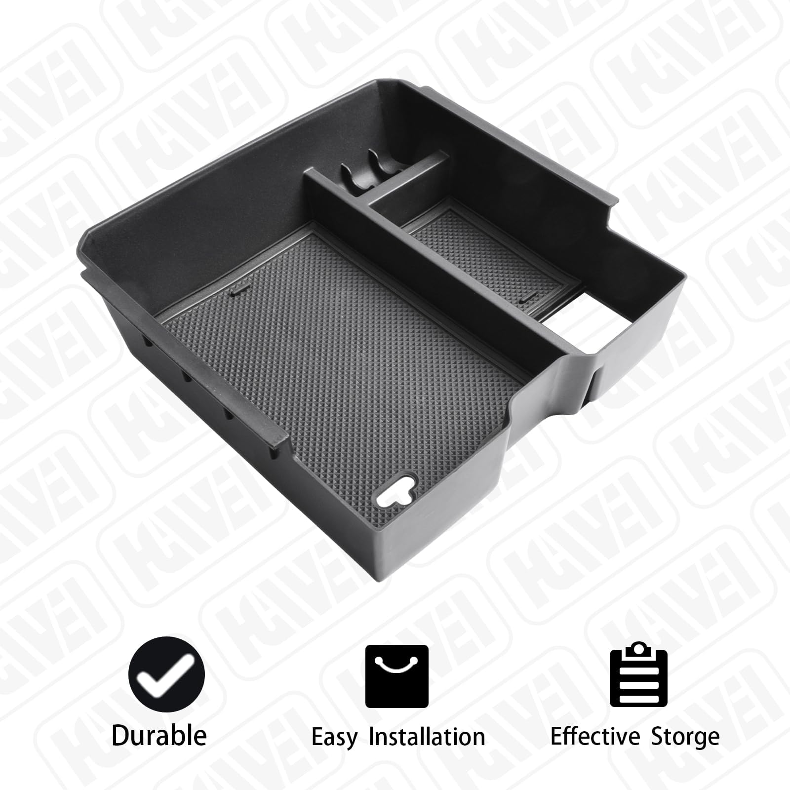 Center Console Organizer Tray Compatible with 2024 Ford Ranger & Ranger Raptor Interior Accessories, Coin Container Armrest Storage Box(Electric handbrake Version), Black