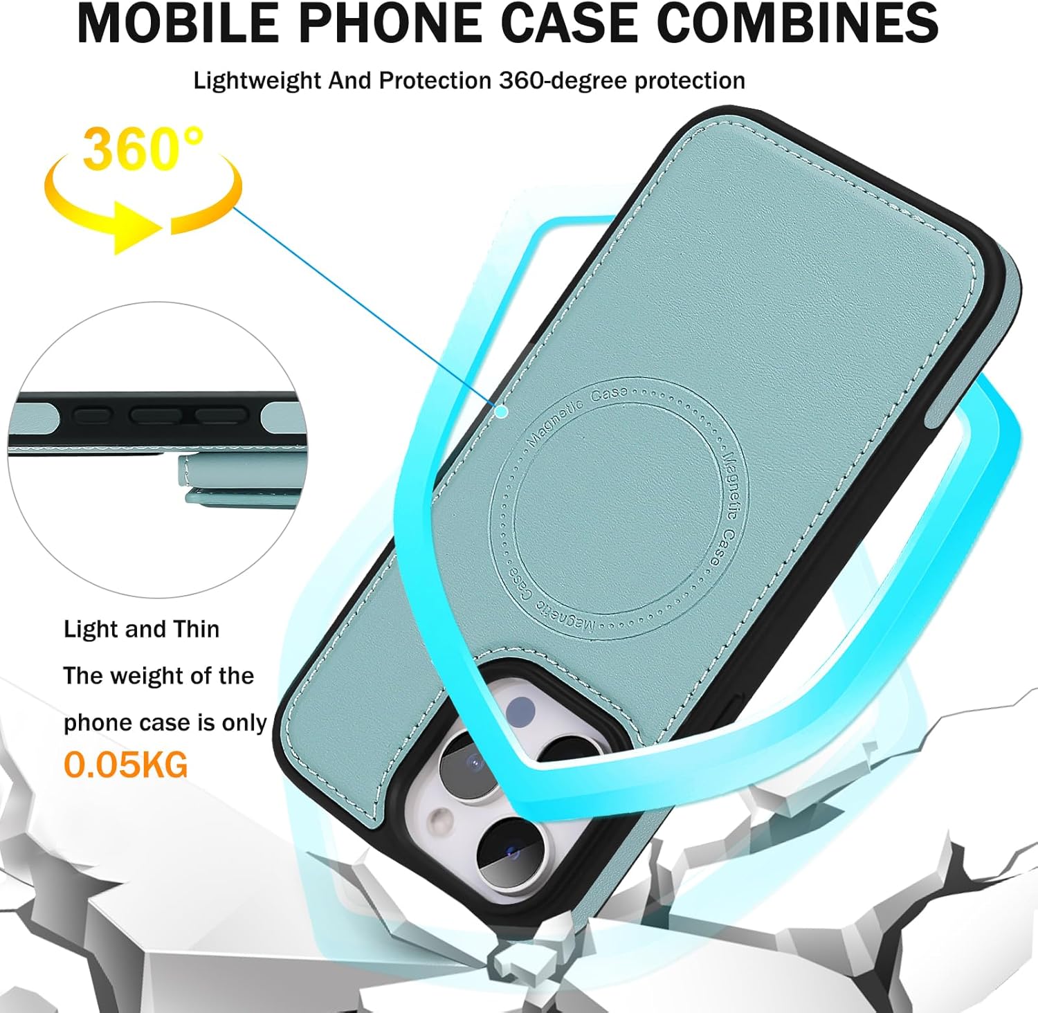 for iPhone 14 pro max Wallet Case, 2-in-1 Detachable Phone Case, Card Holder RFID Blocking, Fashionable Faux Leather Card Slot & Folding Design (Blue 6.7'')